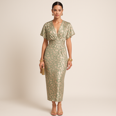 Maxi Dress | Butterfly Sleeve | V-Neck | Elegant Dress | Cocktail Dress-Grace Aura