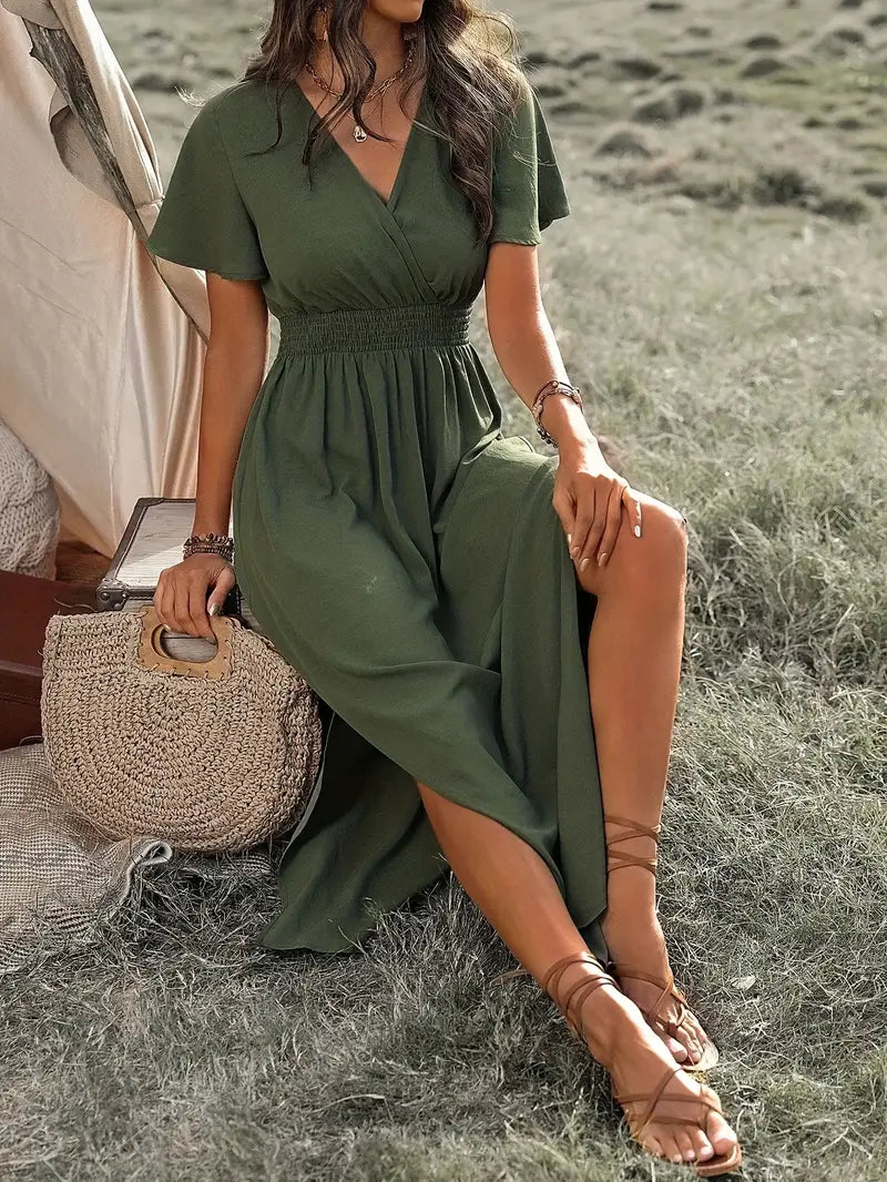 Maxi Dress | Butterfly Sleeve | V-Neck | Summer Dress | Maxi Sundress-Grace Aura