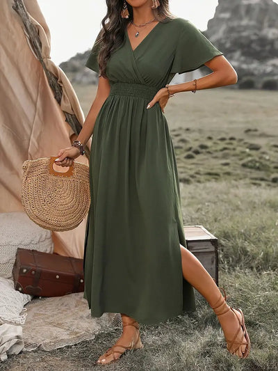 Maxi Dress | Butterfly Sleeve | V-Neck | Summer Dress | Maxi Sundress-Grace Aura