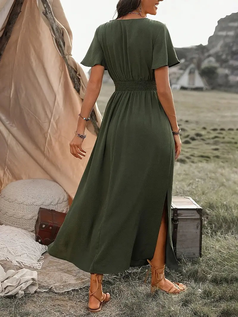 Maxi Dress | Butterfly Sleeve | V-Neck | Summer Dress | Maxi Sundress-Grace Aura
