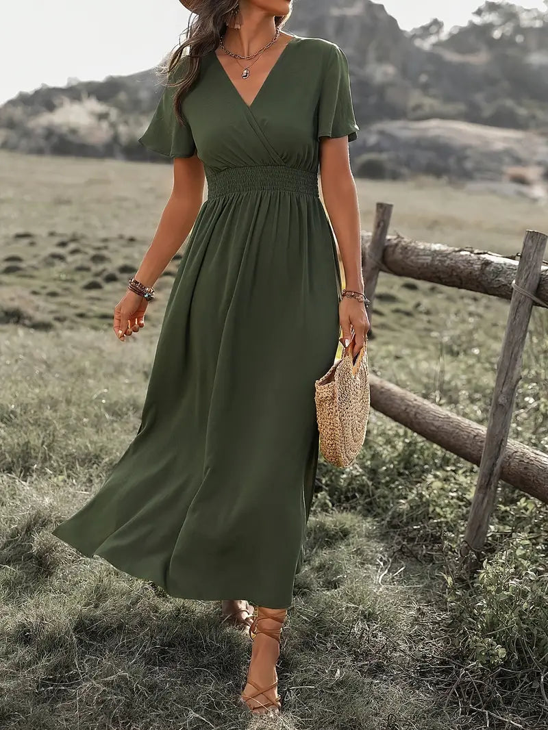 Maxi Dress | Butterfly Sleeve | V-Neck | Summer Dress | Maxi Sundress-Grace Aura