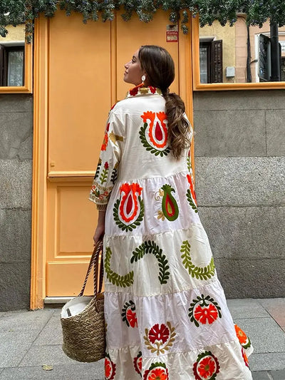 Maxi Dress - Button-Up - Oversized - Maxi Shirt Dress - Long Sleeve Maxi Dress-Grace Aura