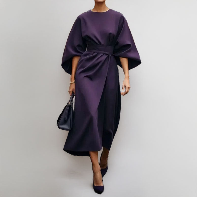 Maxi Dress | Wide Sleeve | Boat Neck | Long Sleeve Dress | Wrap Dress-Grace Aura