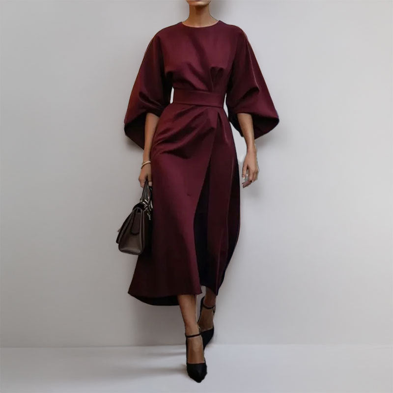 Maxi Dress | Wide Sleeve | Boat Neck | Long Sleeve Dress | Wrap Dress-Grace Aura
