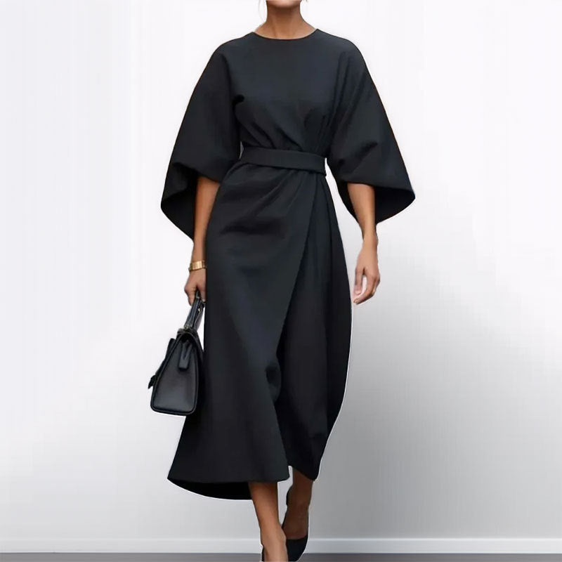 Maxi Dress | Wide Sleeve | Boat Neck | Long Sleeve Dress | Wrap Dress-Grace Aura