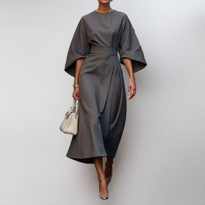 Maxi Dress | Wide Sleeve | Boat Neck | Long Sleeve Dress | Wrap Dress-Grace Aura