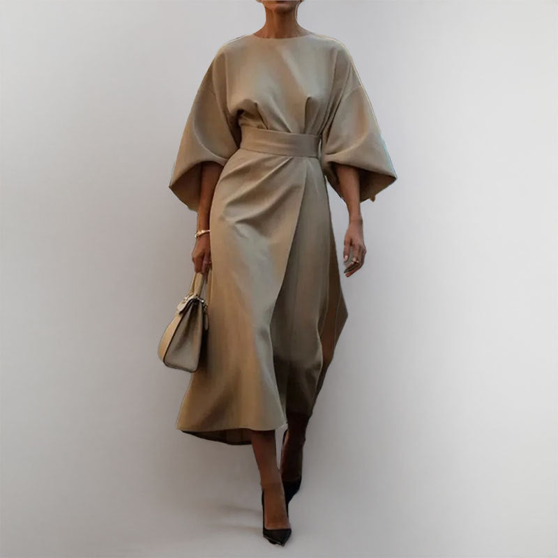Maxi Dress | Wide Sleeve | Boat Neck | Long Sleeve Dress | Wrap Dress-Grace Aura
