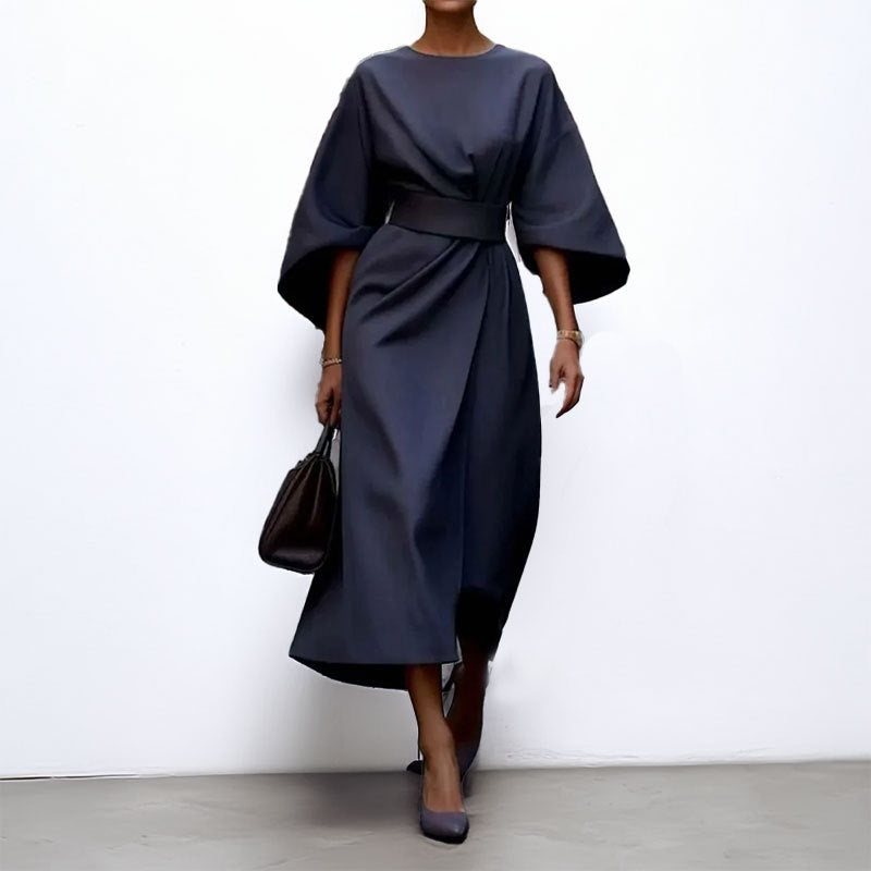 Maxi Dress | Wide Sleeve | Boat Neck | Long Sleeve Dress | Wrap Dress-Grace Aura