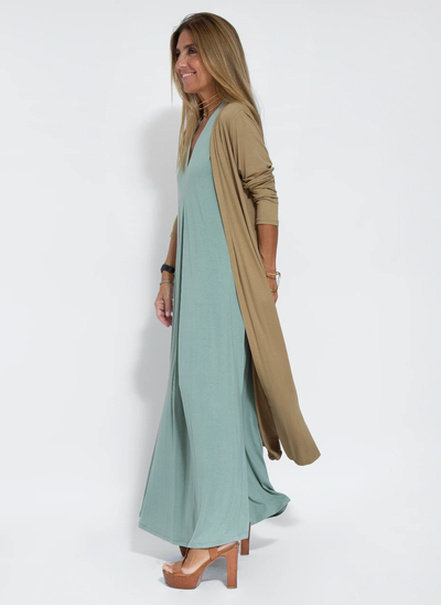 Maxi Dress and Cardigan - Women's Loose Fit Long Two-Piece Set for Summer-Grace Aura