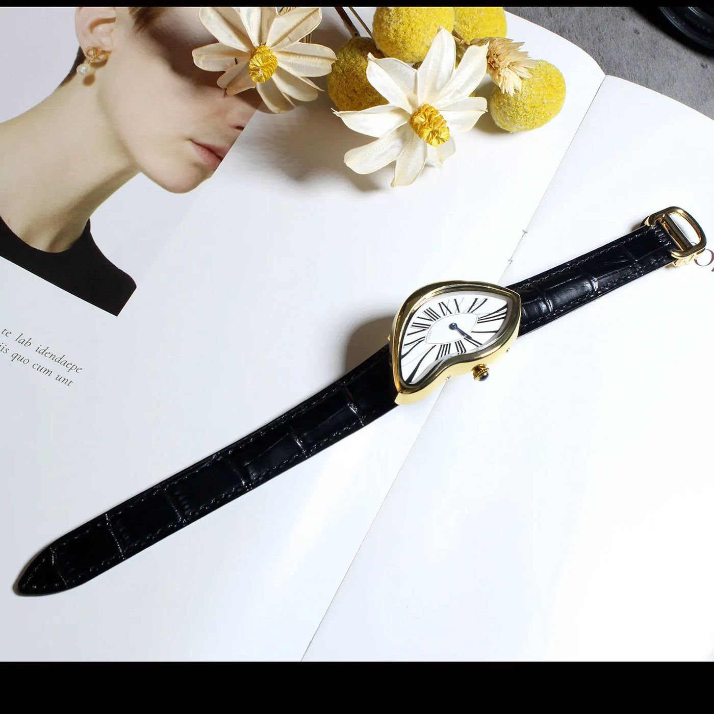 Melting Watch | Fashion | Black Strap | Leather Strap Watch | Men's Watch-Grace Aura