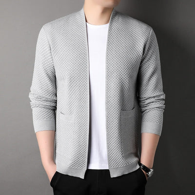 Men's Cardigan - Open Front - Pockets - Knitted Cardigan - Men's Clothing-Grace Aura