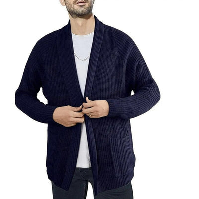 Men's Cardigan - Open Front - Pockets - Knitted Cardigan - Men's Knitwear-Grace Aura