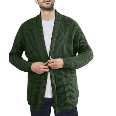 Men's Cardigan - Open Front - Pockets - Knitted Cardigan - Men's Knitwear-Grace Aura