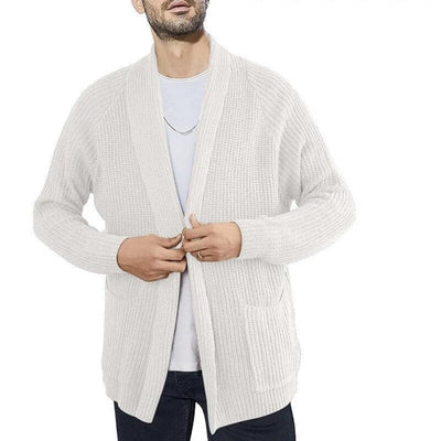 Men's Cardigan - Open Front - Pockets - Knitted Cardigan - Men's Knitwear-Grace Aura