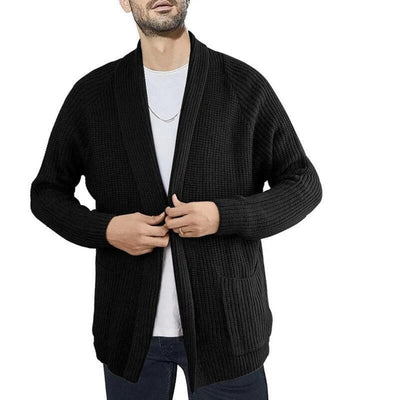 Men's Cardigan - Open Front - Pockets - Knitted Cardigan - Men's Knitwear-Grace Aura