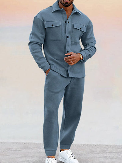 Men's Co-Ord Set | Button-Up | Long sleeve | Shirt and Pants Set | Two-Piece Sets-Grace Aura