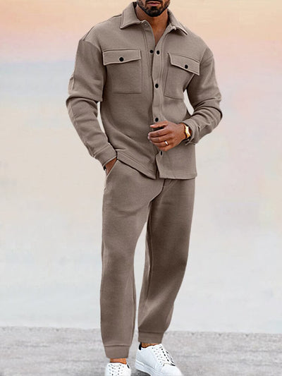 Men's Co-Ord Set | Button-Up | Long sleeve | Shirt and Pants Set | Two-Piece Sets-Grace Aura
