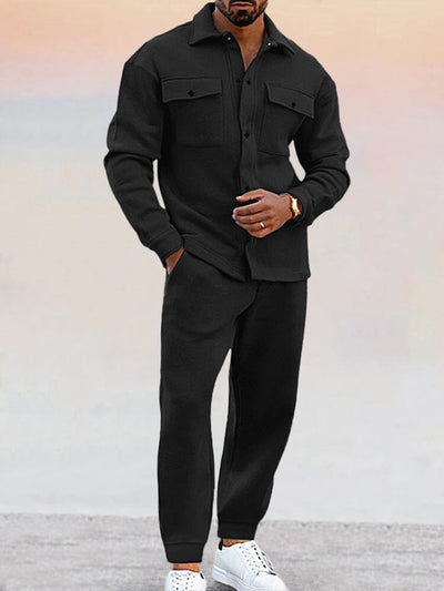Men's Co-Ord Set | Button-Up | Long sleeve | Shirt and Pants Set | Two-Piece Sets-Grace Aura