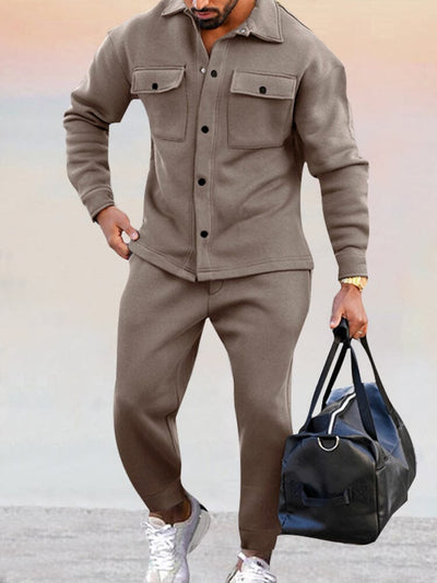 Men's Co-Ord Set | Button-Up | Long sleeve | Shirt and Pants Set | Two-Piece Sets-Grace Aura