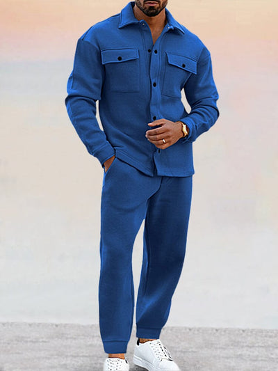 Men's Co-Ord Set | Button-Up | Long sleeve | Shirt and Pants Set | Two-Piece Sets-Grace Aura