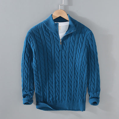 Mens Half Zip Sweater | Cable Knit | Quarter Zip | Half Zip Pullover | Mens Knitted Jumper-Grace Aura