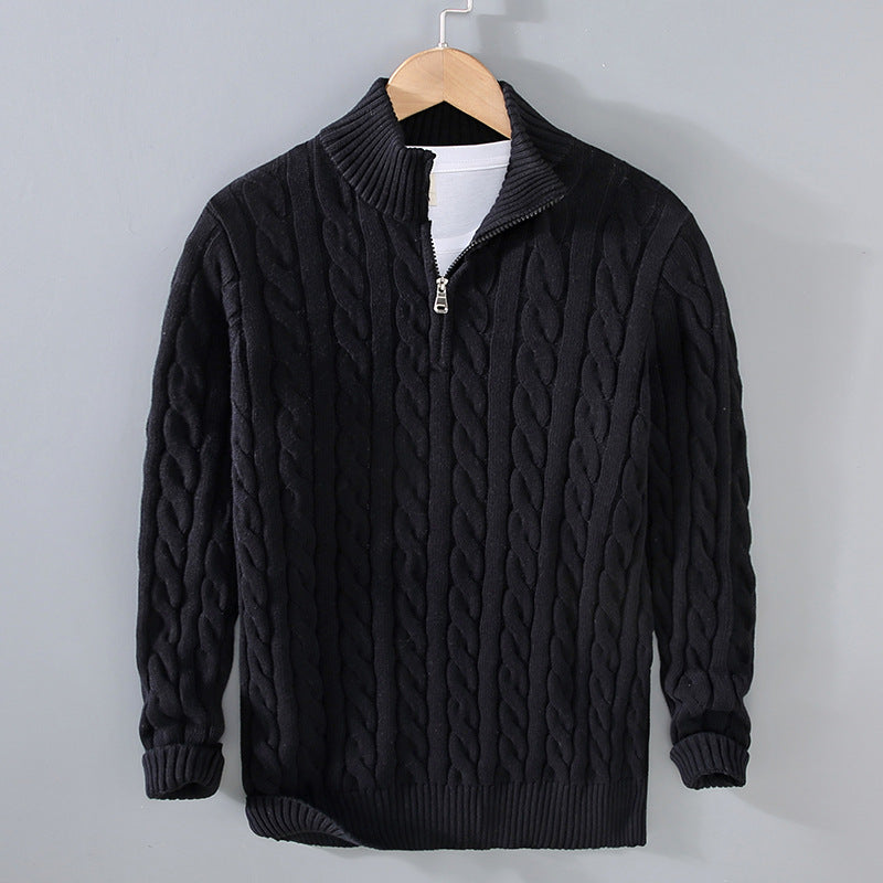 Mens Half Zip Sweater | Cable Knit | Quarter Zip | Half Zip Pullover | Mens Knitted Jumper-Grace Aura
