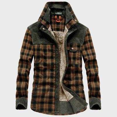 Men's Jacket - Plaid - Button-Up - Fleece Lined Jacket | Shirt Jacket-Grace Aura