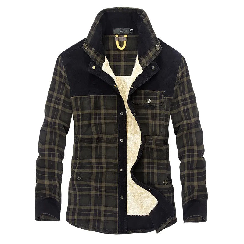 Men's Jacket - Plaid - Button-Up - Fleece Lined Jacket | Shirt Jacket-Grace Aura