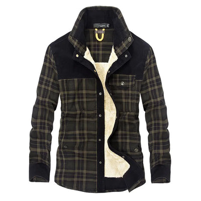 Men's Jacket - Plaid - Button-Up - Fleece Lined Jacket | Shirt Jacket-Grace Aura