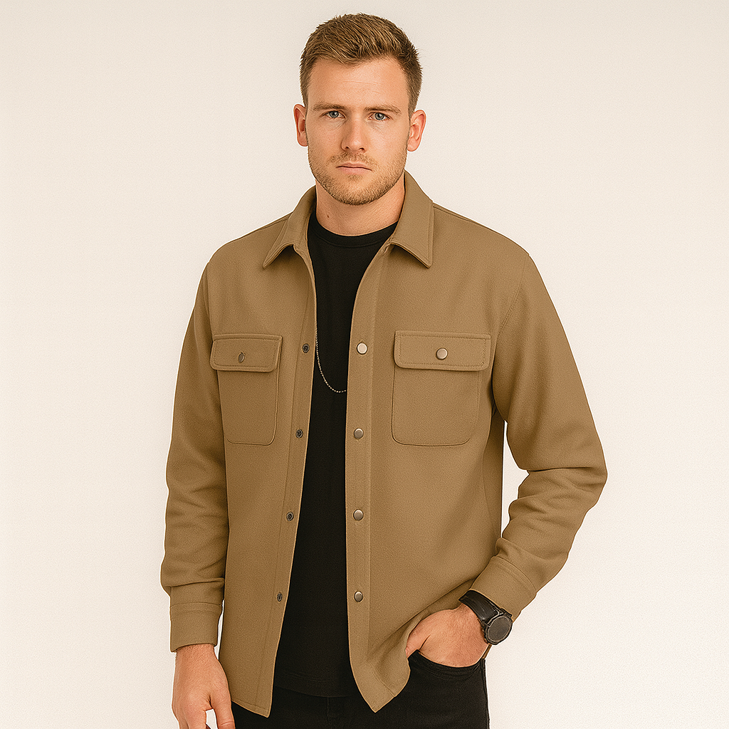 Men's Overshirt - Button-Up - Breast Pockets - Shirt Jacket - Men's Jacket-Grace Aura