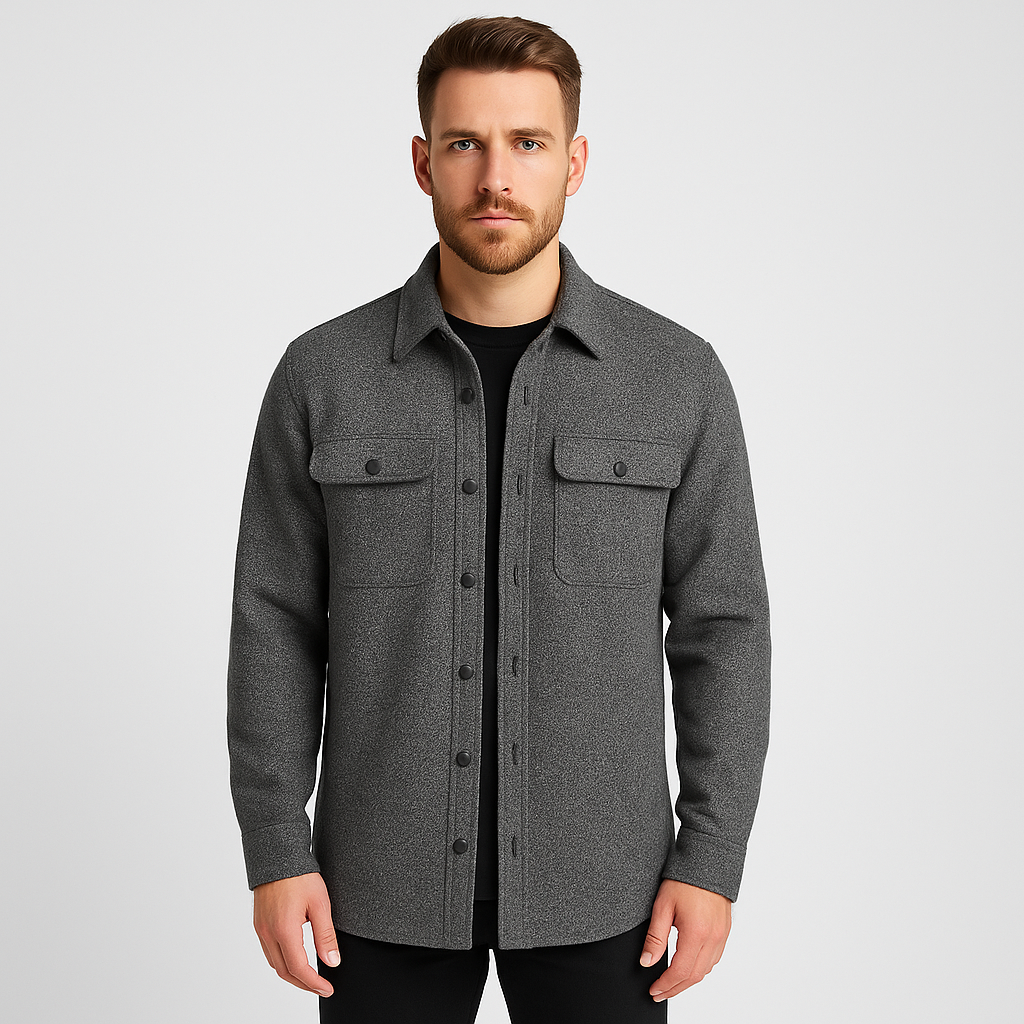 Men's Overshirt - Button-Up - Breast Pockets - Shirt Jacket - Men's Jacket-Grace Aura