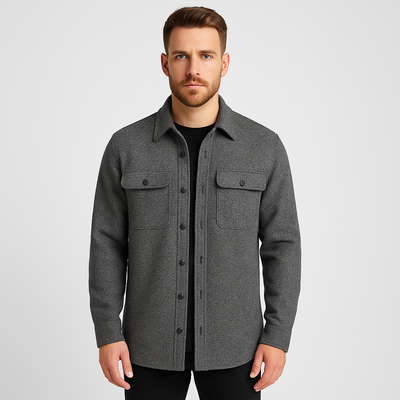 Men's Overshirt - Button-Up - Breast Pockets - Shirt Jacket - Men's Jacket-Grace Aura