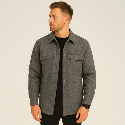 Men's Overshirt - Button-Up - Breast Pockets - Shirt Jacket - Men's Jacket-Grace Aura