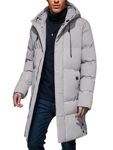 Men's Puffer Jacket | Warm | Hooded | Long Coat | Men's Winter Coat-Grace Aura