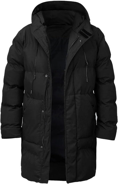 Men's Puffer Jacket | Warm | Hooded | Long Coat | Men's Winter Coat-Grace Aura