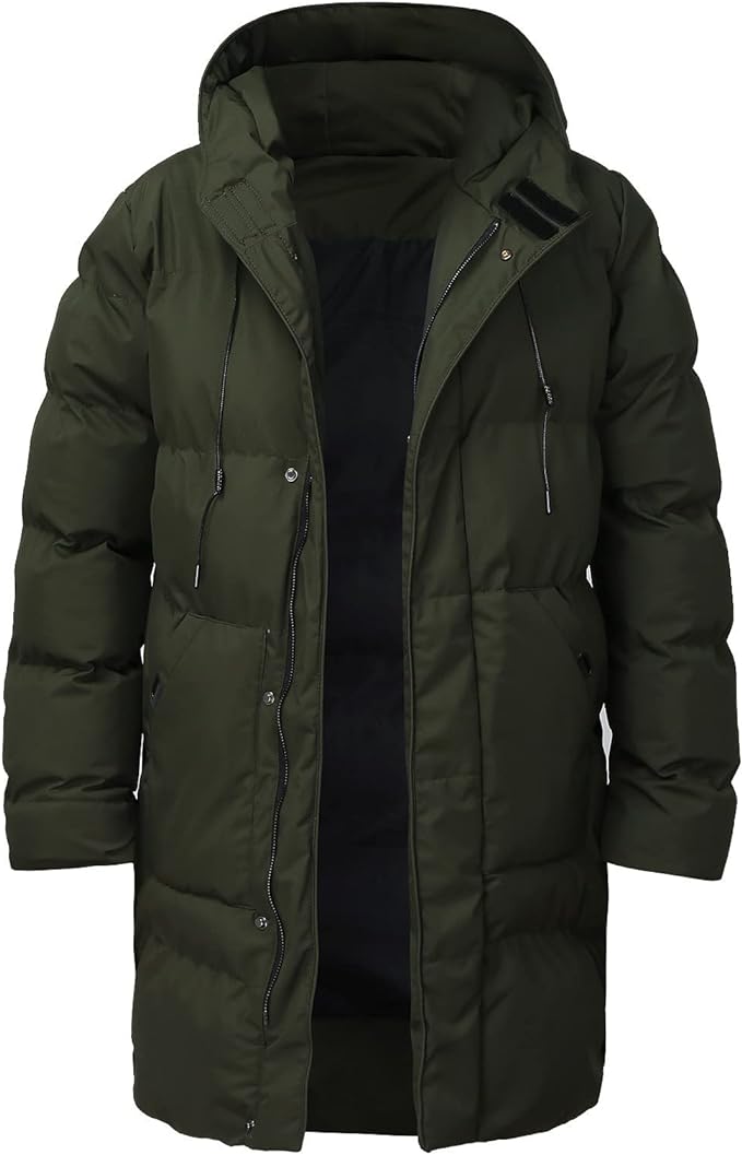 Men's Puffer Jacket | Warm | Hooded | Long Coat | Men's Winter Coat-Grace Aura