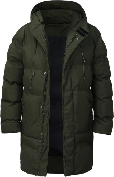 Men's Puffer Jacket | Warm | Hooded | Long Coat | Men's Winter Coat-Grace Aura