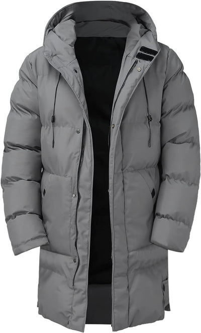Men's Puffer Jacket | Warm | Hooded | Long Coat | Men's Winter Coat-Grace Aura