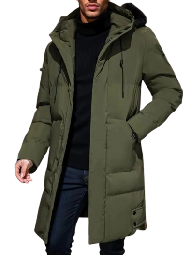 Men's Puffer Jacket | Warm | Hooded | Long Coat | Men's Winter Coat-Grace Aura