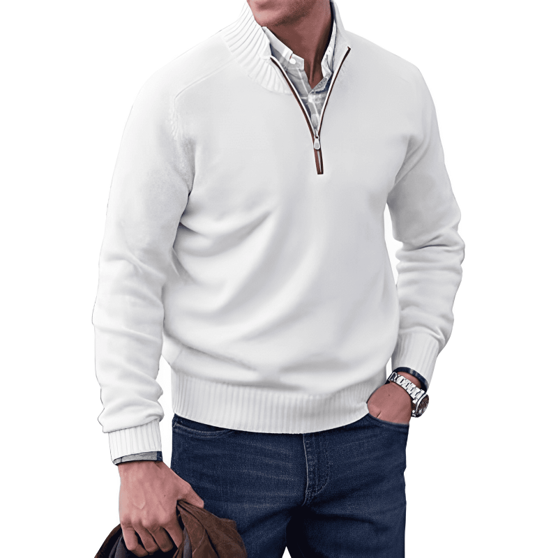 Mens Quarter Zip Jumper - Winter - Pullover - Knitted jumper - Mens Half Zip Sweater-Grace Aura