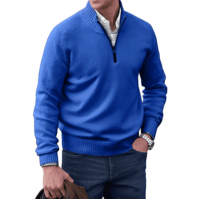 Mens Quarter Zip Jumper - Winter - Pullover - Knitted jumper - Mens Half Zip Sweater-Grace Aura