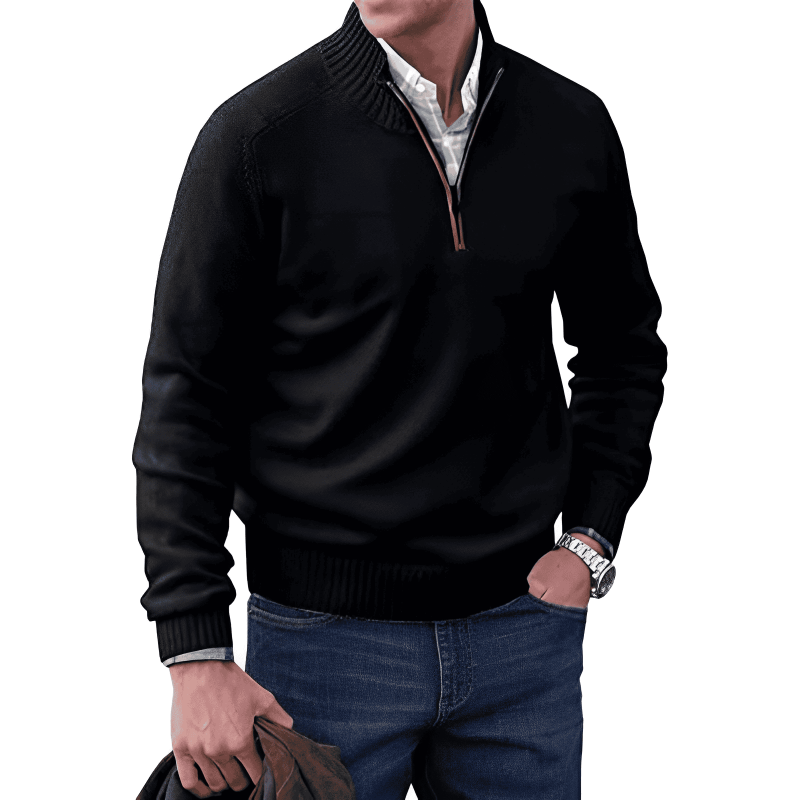 Mens Quarter Zip Jumper - Winter - Pullover - Knitted jumper - Mens Half Zip Sweater-Grace Aura