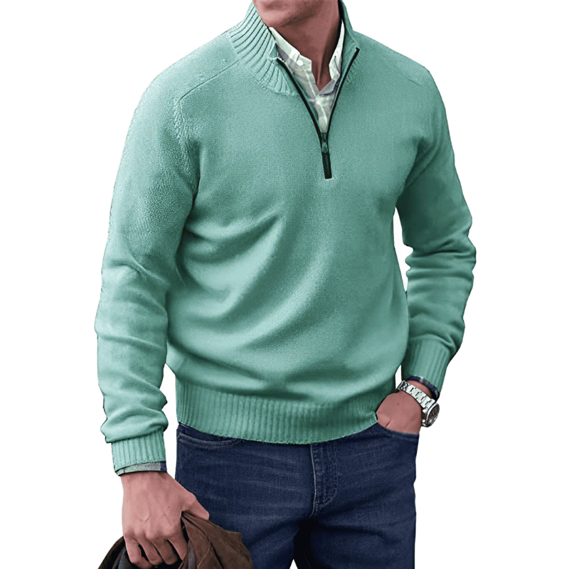 Mens Quarter Zip Jumper - Winter - Pullover - Knitted jumper - Mens Half Zip Sweater-Grace Aura