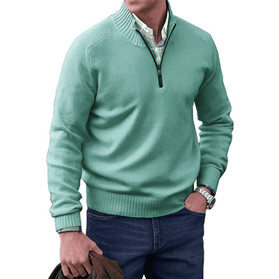 Mens Quarter Zip Jumper - Winter - Pullover - Knitted jumper - Mens Half Zip Sweater-Grace Aura