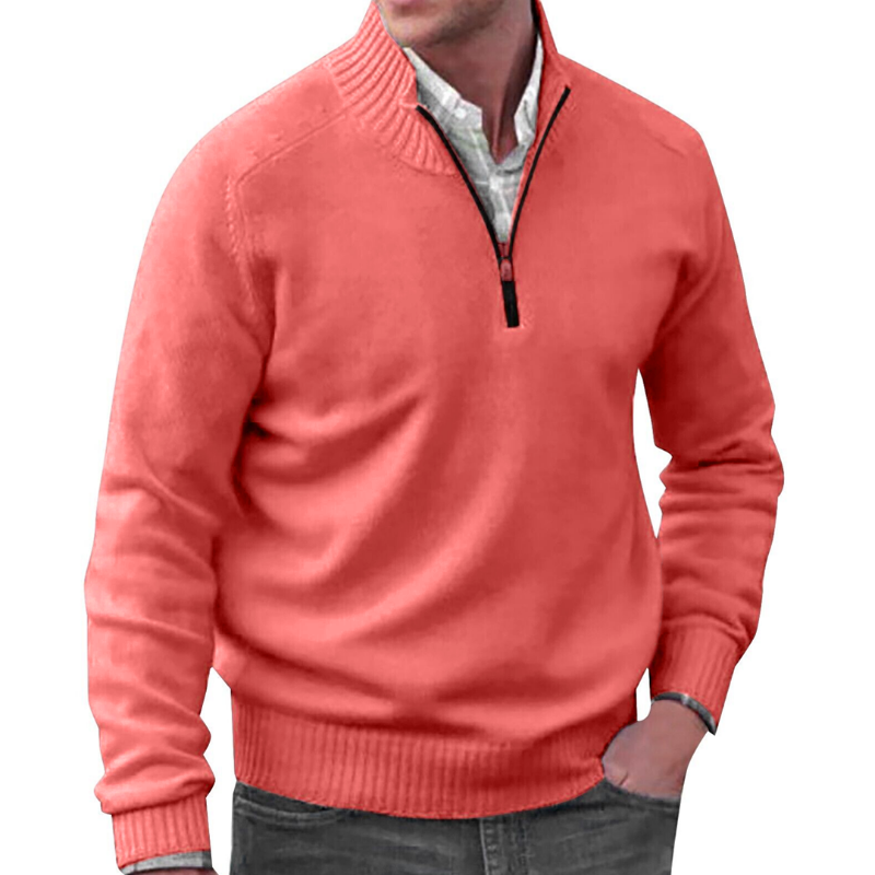 Mens Quarter Zip Jumper - Winter - Pullover - Knitted jumper - Mens Half Zip Sweater-Grace Aura