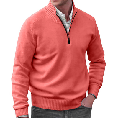 Mens Quarter Zip Jumper - Winter - Pullover - Knitted jumper - Mens Half Zip Sweater-Grace Aura