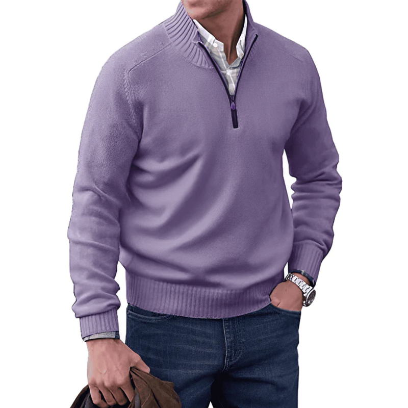 Mens Quarter Zip Jumper - Winter - Pullover - Knitted jumper - Mens Half Zip Sweater-Grace Aura