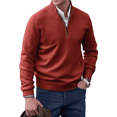 Mens Quarter Zip Jumper - Winter - Pullover - Knitted jumper - Mens Half Zip Sweater-Grace Aura