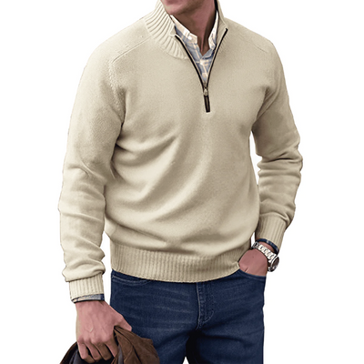 Mens Quarter Zip Jumper - Winter - Pullover - Knitted jumper - Mens Half Zip Sweater-Grace Aura