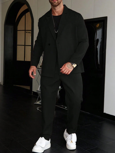 Men's Suit | Relaxed Fit | Pleated Trousers | Blazer and Trouser Set | Mens Two-Piece Set-Grace Aura